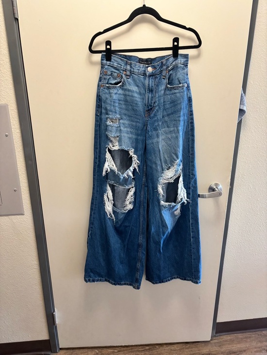 Aeropostale Denim - Aeropostale Distressed Wide-Leg Blue Denim Jeans 100% cotton